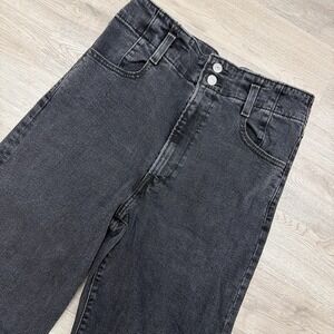 Levis Jeans Women 27 Black Ribcage Bell Bottom Hippie Boho Flare Denim Disco